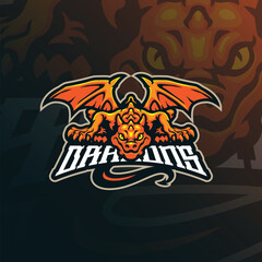 Dragons mascot logo design with modern illustration concept style for badge, emblem and t shirt printing. Dragon illustration for sport and esport team.