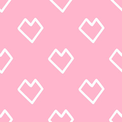 Seamless patterns of Cute hearts cartoon doodle on pink background.