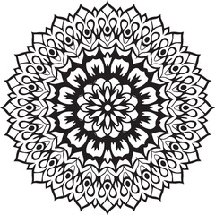 vector silhouette floral mandala coloring pages Ai Generated