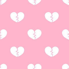 Seamless patterns of Hearts cartoon doodle on pink background.