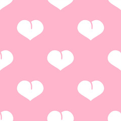 Seamless patterns of Hearts cartoon doodle on pink background.