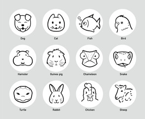 A set of animals icons. The outline icons are well scalable and editable. Contrasting elements are good for different backgrounds. EPS10.	