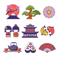 set of vector japanese  icons