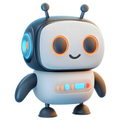 Fototapeta premium Cute cartoon 3D robot isolated on transparent background 