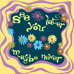 Flowers 90's vibe vintage colors green for social media or birthday card