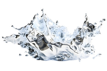 3d Molten silver splash isolated on transparent background
