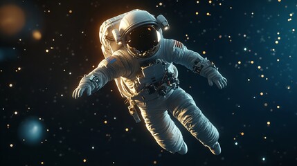 Fototapeta premium unrecognizable astronaut in protective Extravehicular Mobility Unit with backpack and reflecting helmet****