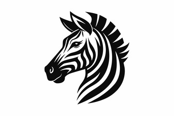 A zebra head creative logo Icon, silhouette black color vector artwork illustration