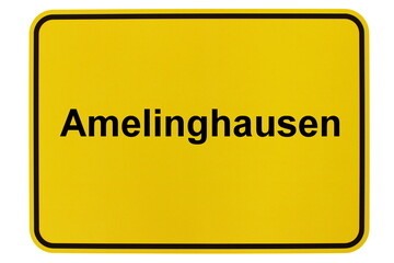 Illustration eines Ortsausgangsschildes der Gemeinde Amelinghausen in Niedersachsen