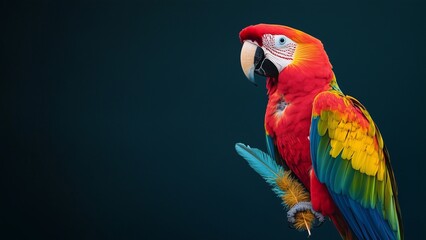 Naklejka premium A blank diary with a parrot perched next to it. holding a small paintbrush Bright colors and spacious copy space in the middle. 4K high resolution with professional shadow effect. Conceptual style