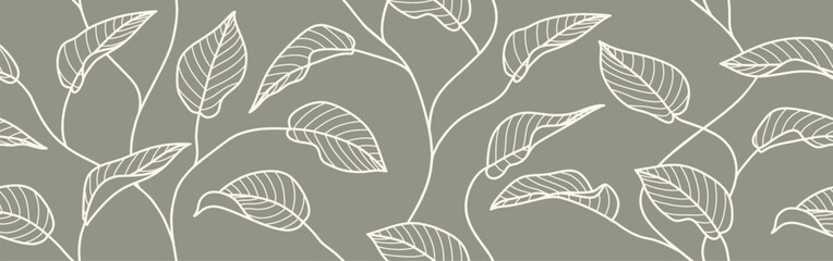 Hand Drawn luxury leaves seamless pattern. Floral Pattern background.
