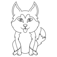 Shiba inu dog cartoon sitting line art