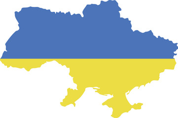 Ukraine country map with flag