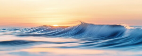 Obraz premium Waves of light blending into a gradient sunset, calming waves, soothing evening
