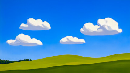 Obraz premium Serene Landscape with Rolling Hills and Clouds