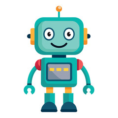 Cute Cartoon Robot Isolated on White Background