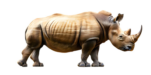 Obraz premium Rhinoceros animal side view isolated on transparent background