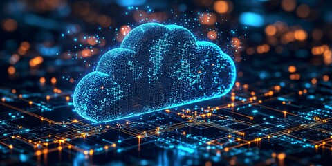 A vibrant representation of cloud technology, perfect for business usage in marketing materials related to IoT, smart homes, and digital storage.