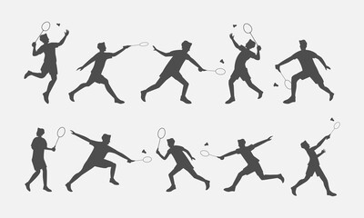 silhouettes of badminton player