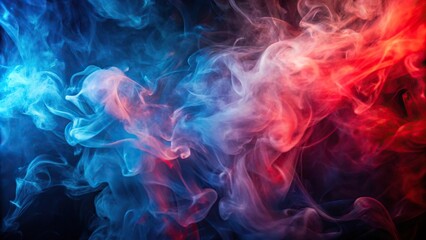 Fototapeta premium Abstract swirls of red and blue smoke against a softly lit background wallpaper