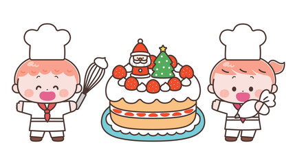 クリスマスケーキを作る　子供