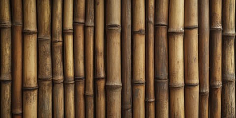 Naklejka premium Natural Bamboo Texture Ideal for Background and Decorative Design Elements. Bamboo Fence