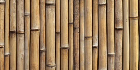 Naklejka premium Natural Bamboo Texture Ideal for Background and Decorative Design Elements. Bamboo Fence
