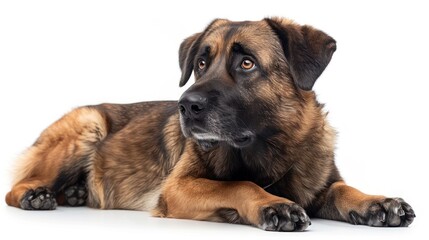 Obraz premium A Brown German Shepherd Dog Looking Up