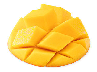 mango with slices isolated on white background. clipping path