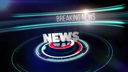 Breaking news animation with rotating text and dynamic light effects