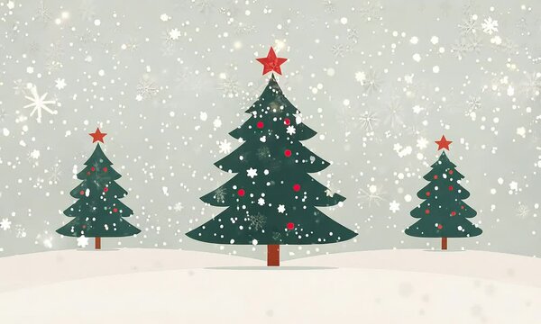 Vector Christmas trees in the Snow (mov)