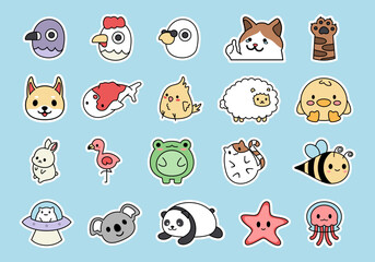 Animal Doodle Sticker Element Set