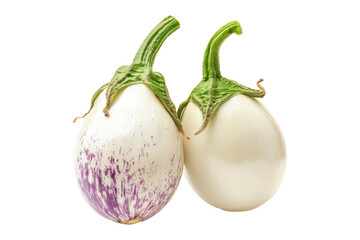 A single white eggplant is isolated on a white transparent background.
