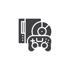 Obraz premium Gaming controller and game disc vector icon