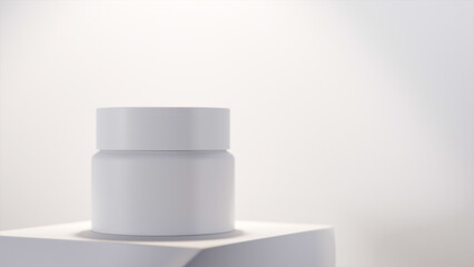 Minimalist bright cosmetic cream on the twisted podium product placement scene premium photo 3d render
