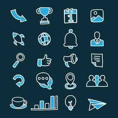 set of illustration doodle businnes creative icon set isolated