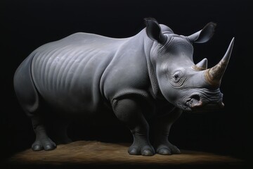 Obraz premium White Rhino Portrait in Black and White