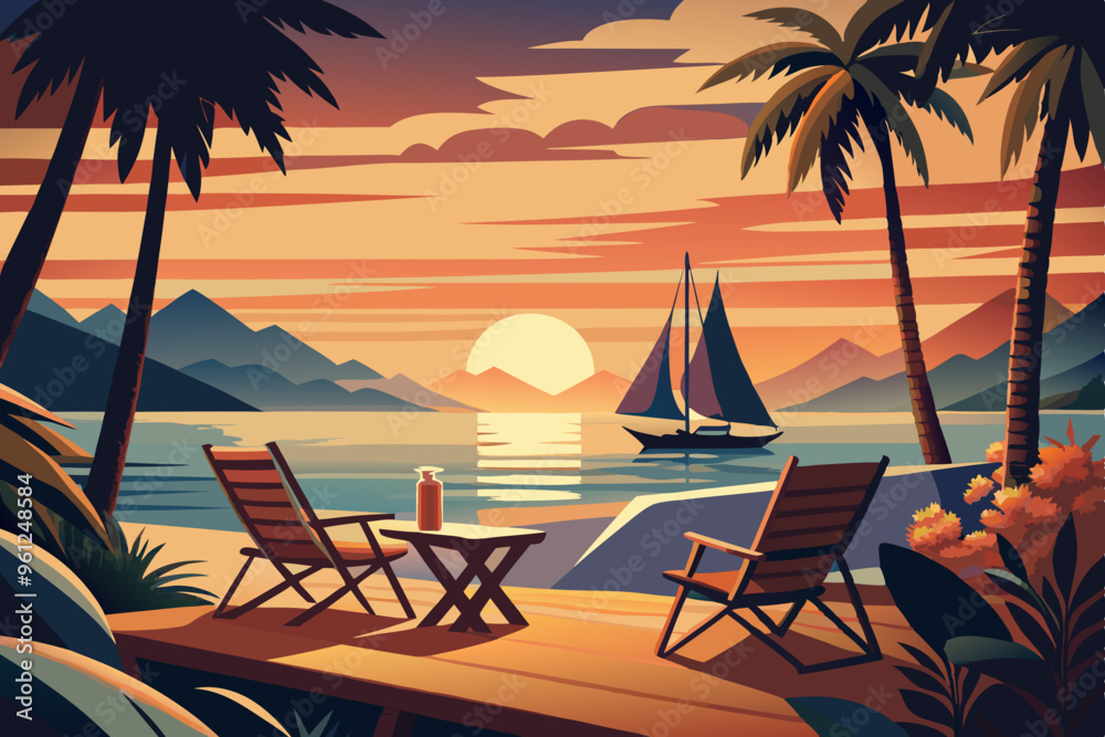 Canvas Prints Summer beach vector banner illustration