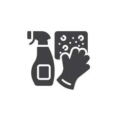 Spray bottle, sponge, and cleaning gloves vector icon