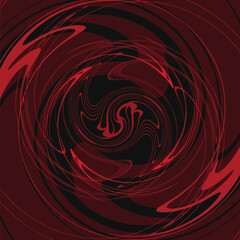 Deconstructed Brutalism Black and Red Circle Spiral Background