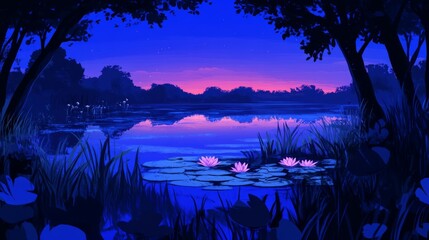 Serene Blue Swamp Landscape