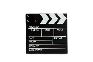 Naklejka premium Movie clapper. Movie clapper isolated on white background. Concept recreation and entertainment. Cinema concept.