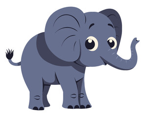 Elephant Cartoon Character. Flat Vector Illustration