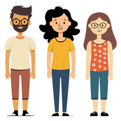 People Set Diverse Characters. Flat Vector Illustration