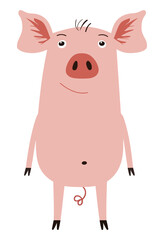 Pig Cartoon Character. Flat Vector Illustration