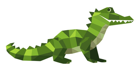 Low Poly Crocodile Geometric Design. Flat Vector Illustration