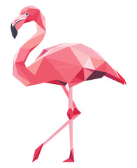 Low Poly Flamingo Geometric Design. Flat Vector Illustration