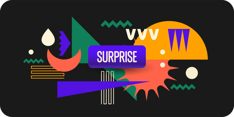 A poster with the inscription surprise. The illustration is a link to go to. Elements for the design. Modern vector graphics.