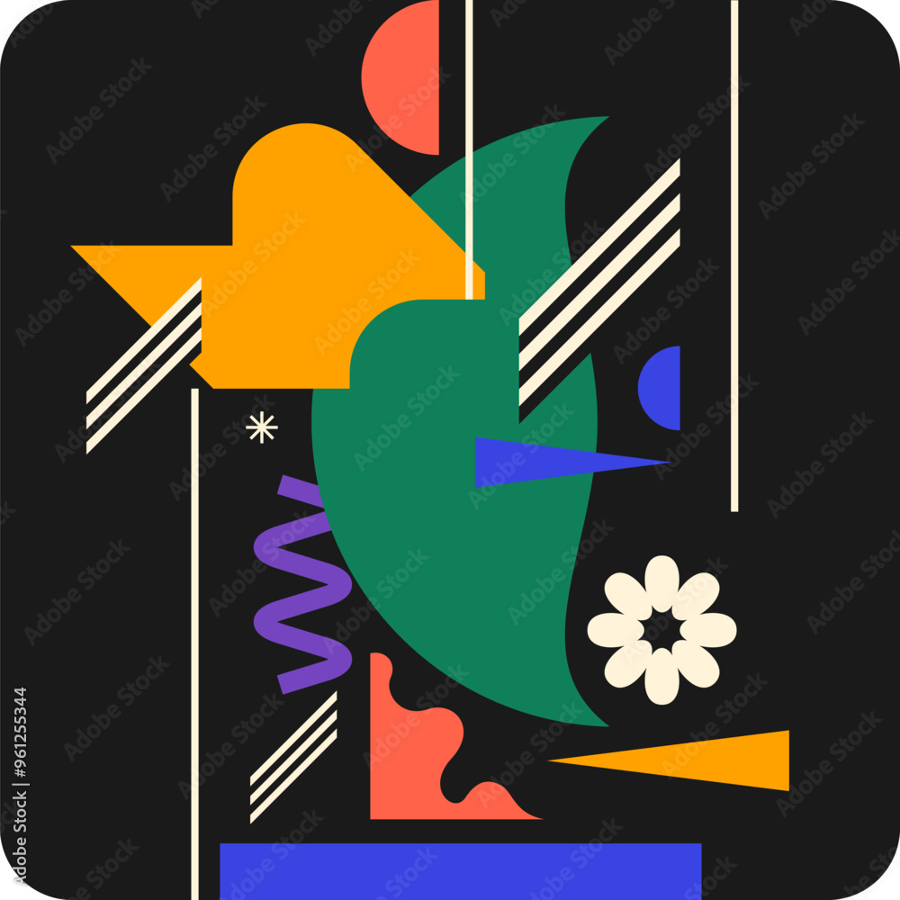 Wall mural Abstract background with bright shapes.