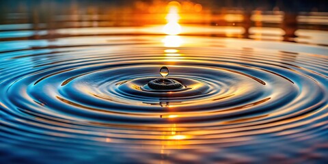 A delicate dance of water ripples unfold on a reflective surface, captured with stunning sharpness and accurate color, evoking a sense of serenity and calm.